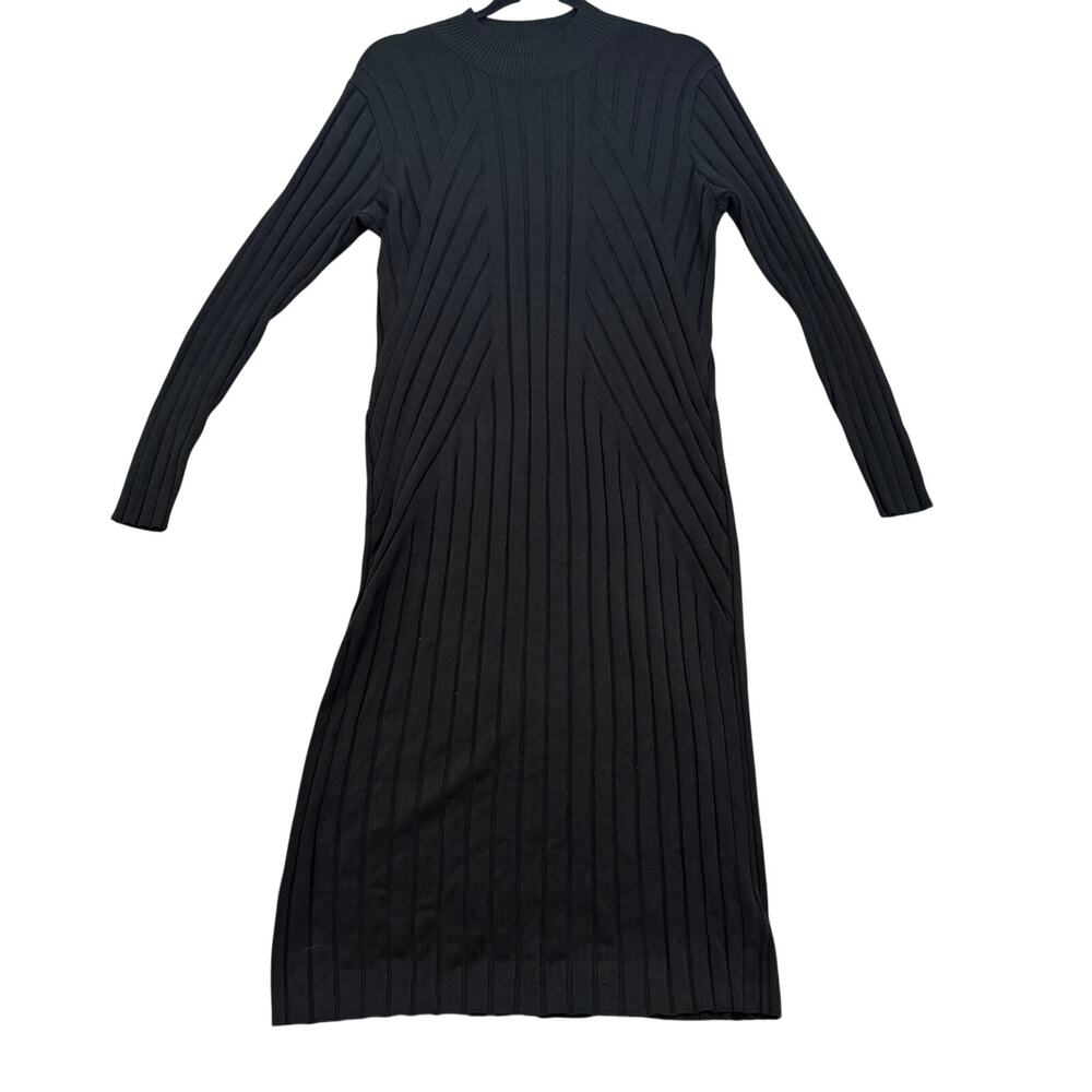 Prologue Women's Black Long Sleeve Ribbed Sweater Dress - Size Large - NWT